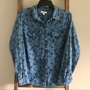 Croft & Barrow Floral Denim Button Down Shirt